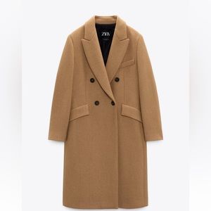 Zara doble breasted wool blend coat
